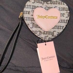 Juicy Couture Heart-Shaped Wristlet in Pink and Black